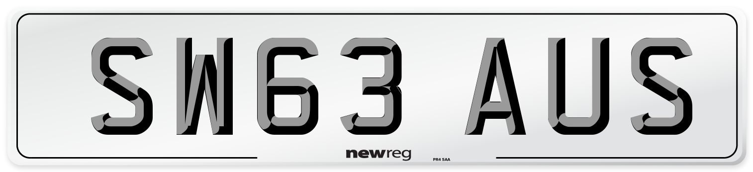 SW63 AUS Number Plate from New Reg